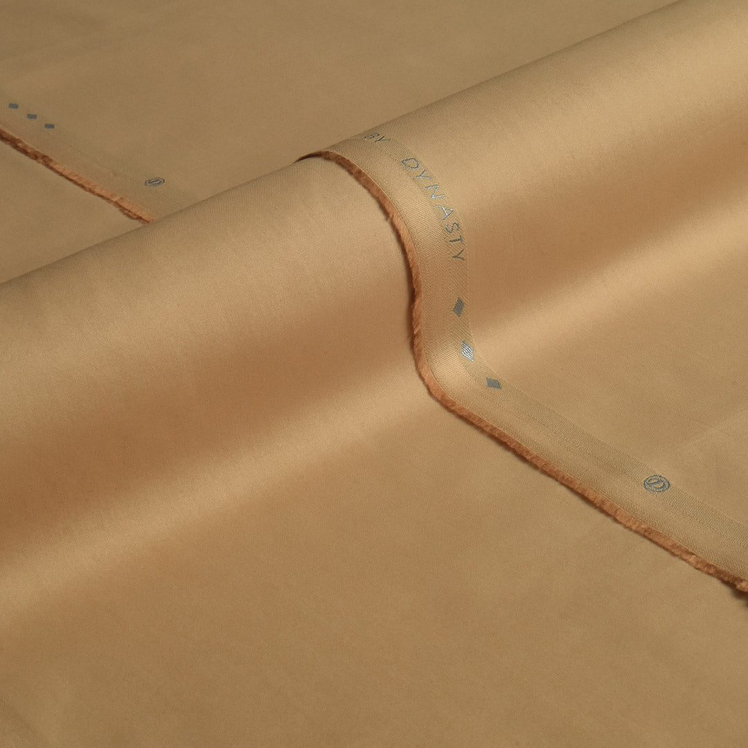 Classic Khaki Plain Cotton Shirting Fabric (Precut 6.2 Meter)