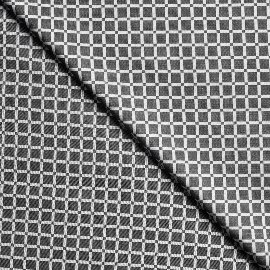 Elegant Grey Medium Check Shirting Fabric (Precut 3.2 Meter)