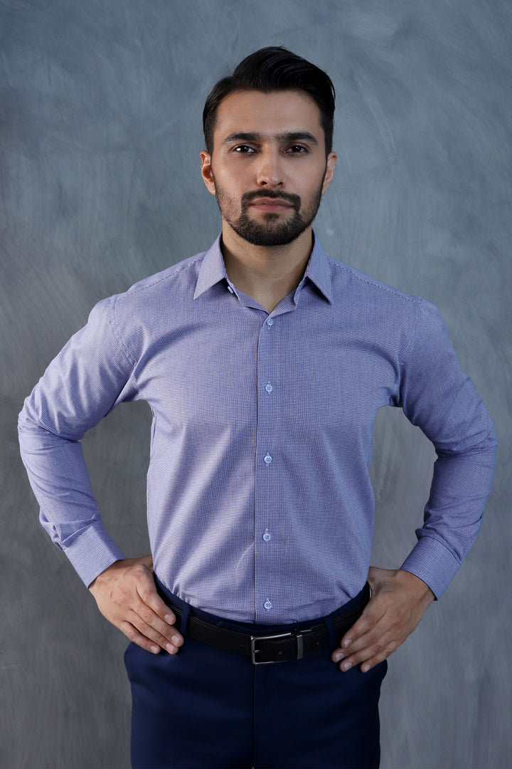 Micro Check Blue Shirt