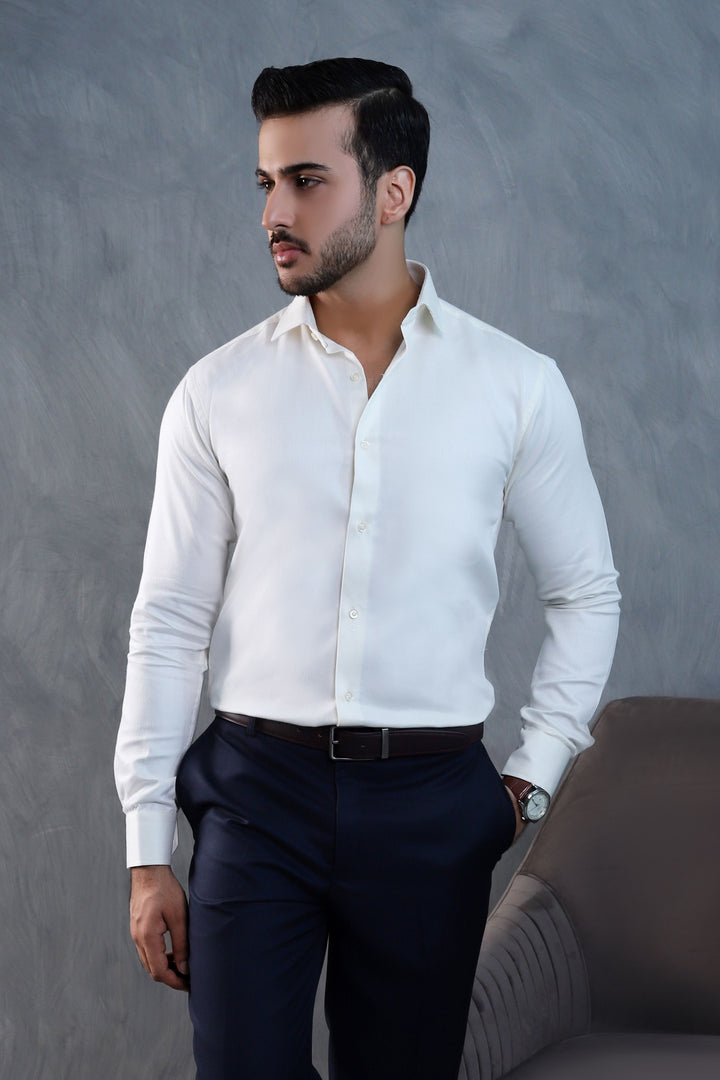 Dobby Design Cream Shirt