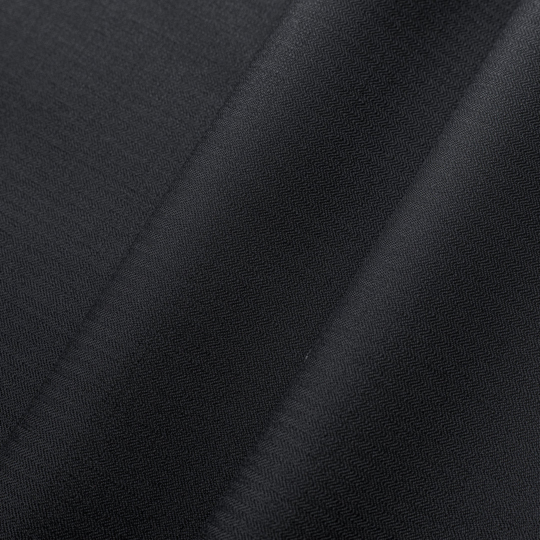 Italian Suiting Black Herringbone Super 110