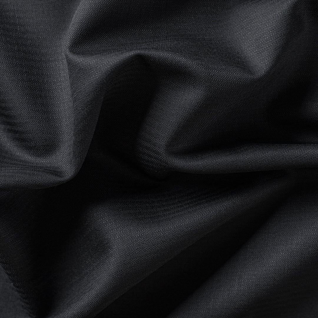 Italian Suiting Black Herringbone Super 110