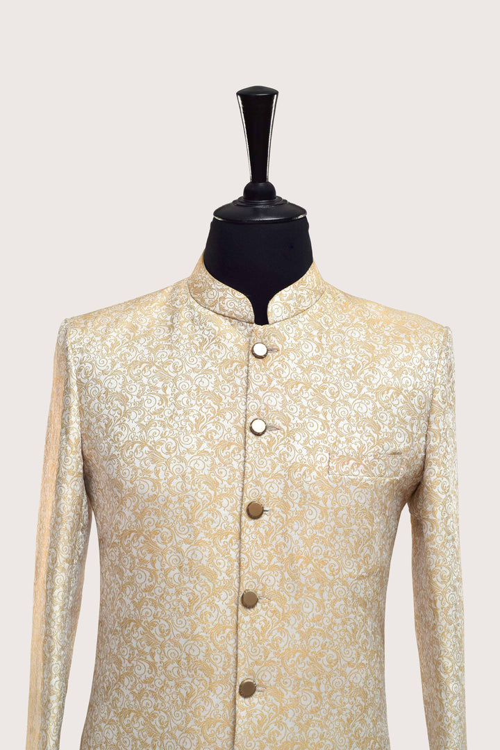 Classic Jamawar Cream Sherwani
