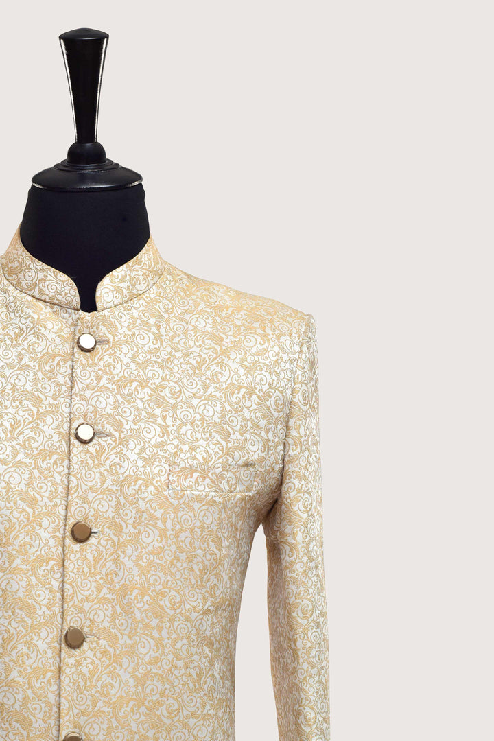 Classic Jamawar Cream Sherwani
