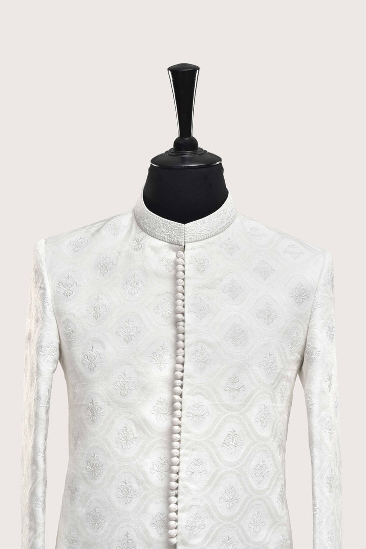 Classic Shell White Embroidered Prince Coat