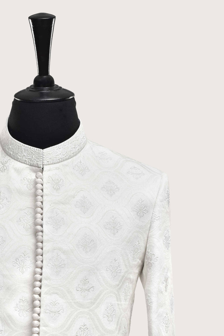 Classic Shell White Embroidered Prince Coat