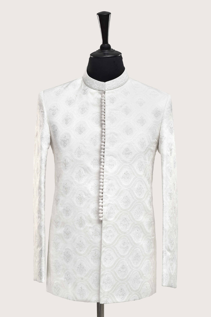 Classic Shell White Embroidered Prince Coat