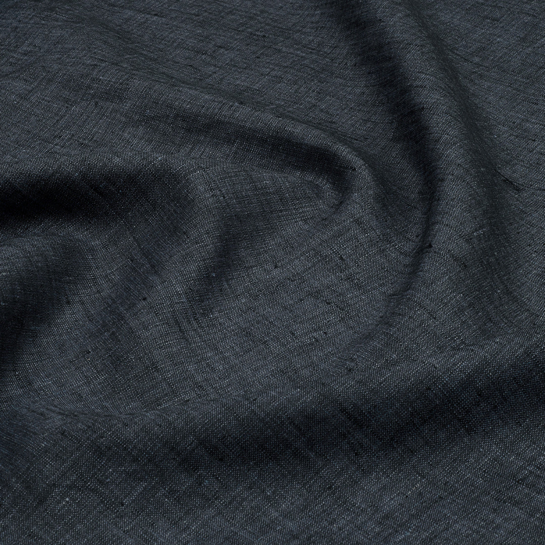 Self Textured Shirting Linen Blue Grayish Fabric