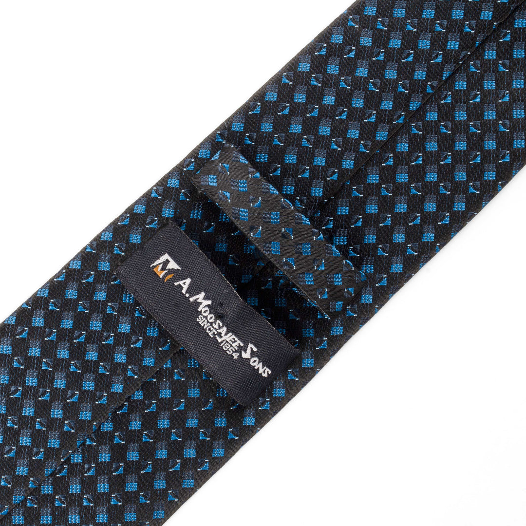 Men's Premium Geometric Satin Blue Tie