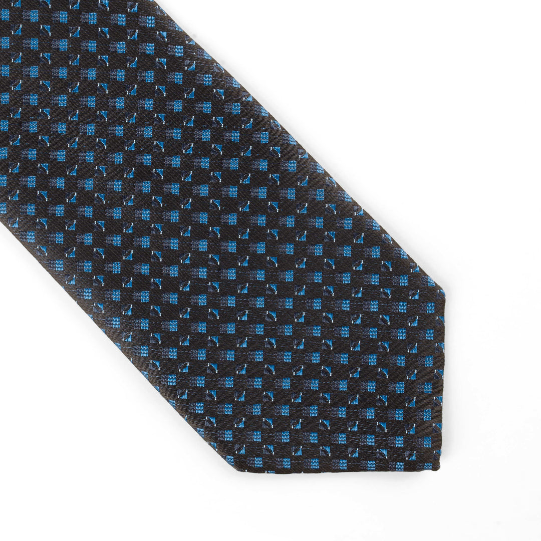Men's Premium Geometric Satin Blue Tie