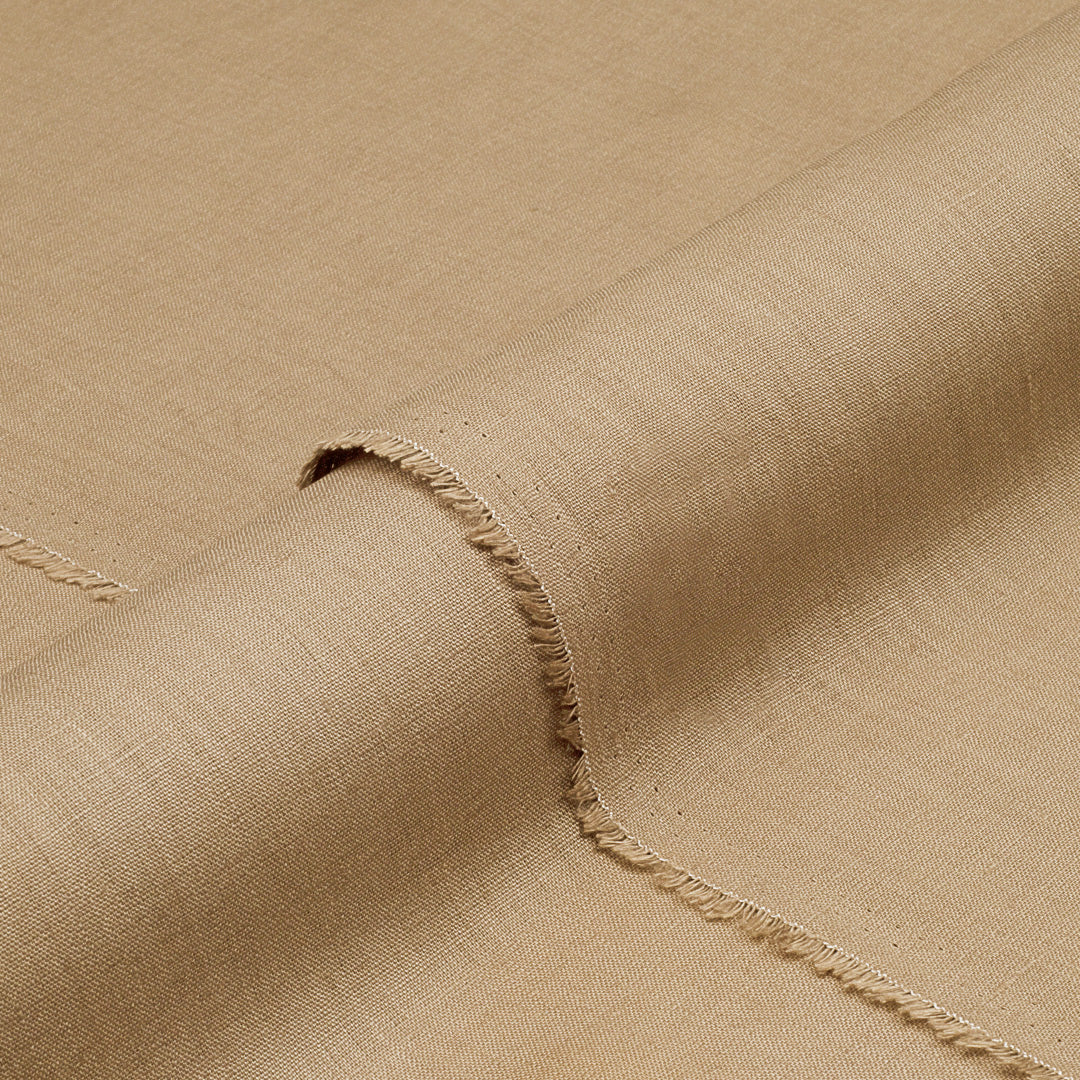 Natural Textured Shirting Linen Camel Fabric