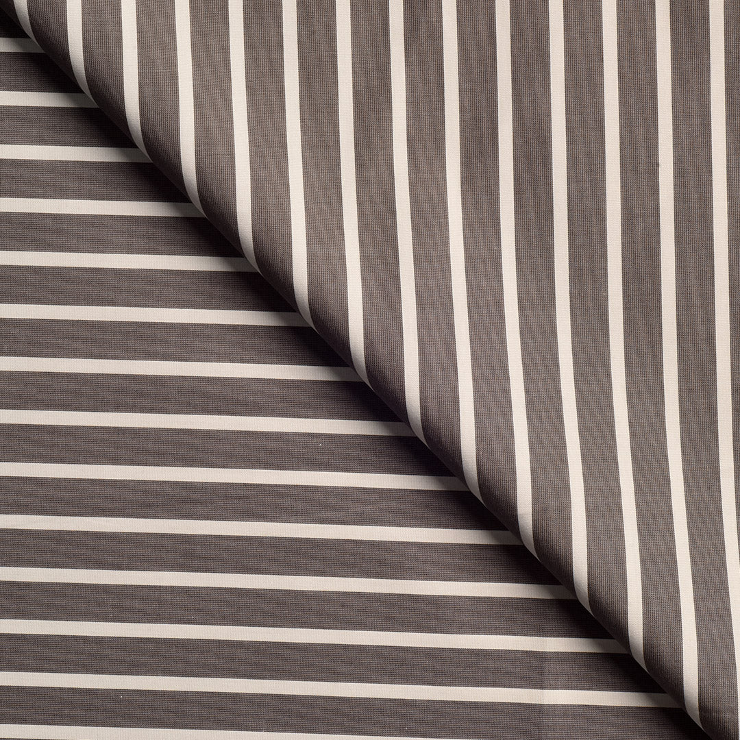 Elegant Medium Grey Broad Stripe Shirting Fabric (Precut 3.1 Meter)