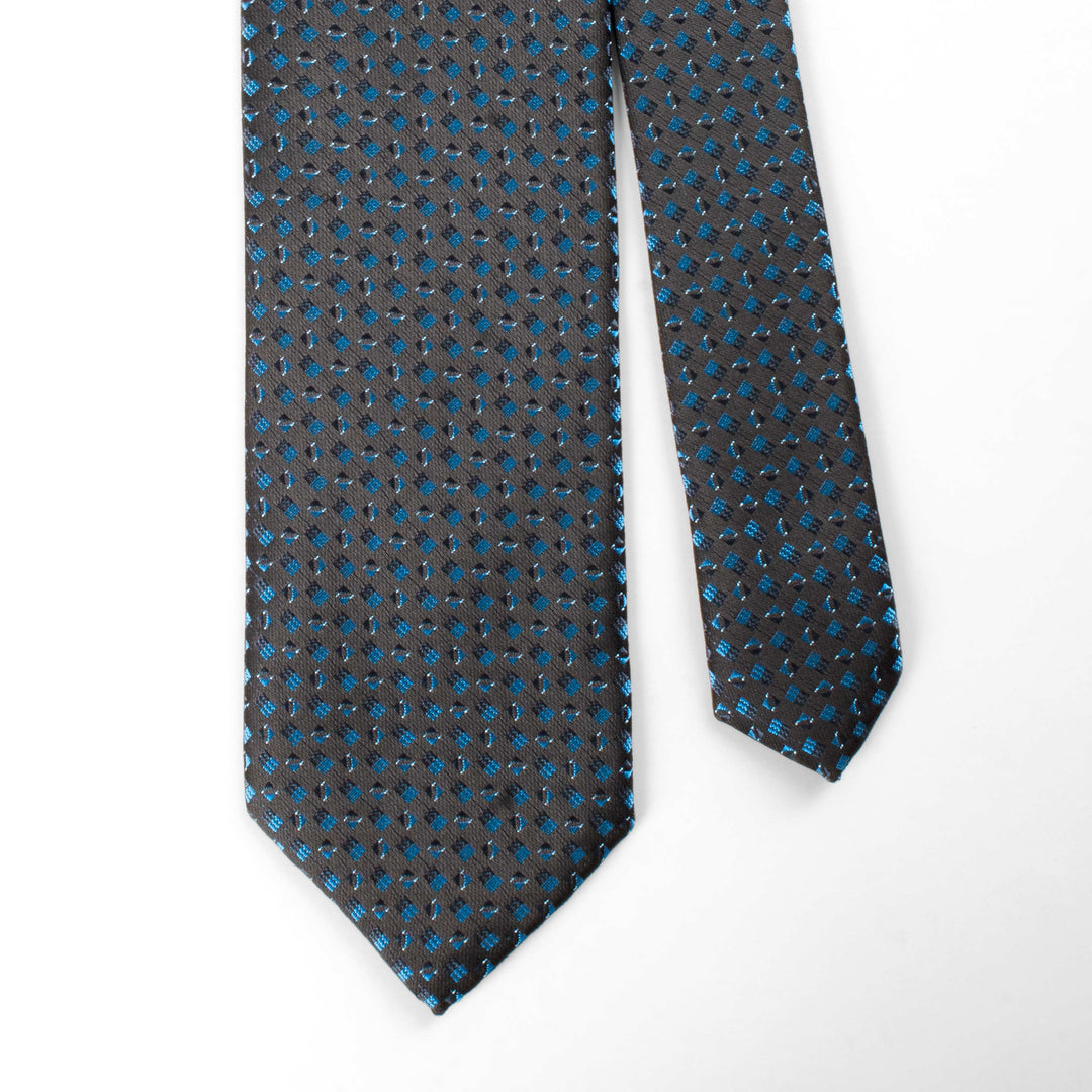 Men's Premium Geometric Satin Blue Tie