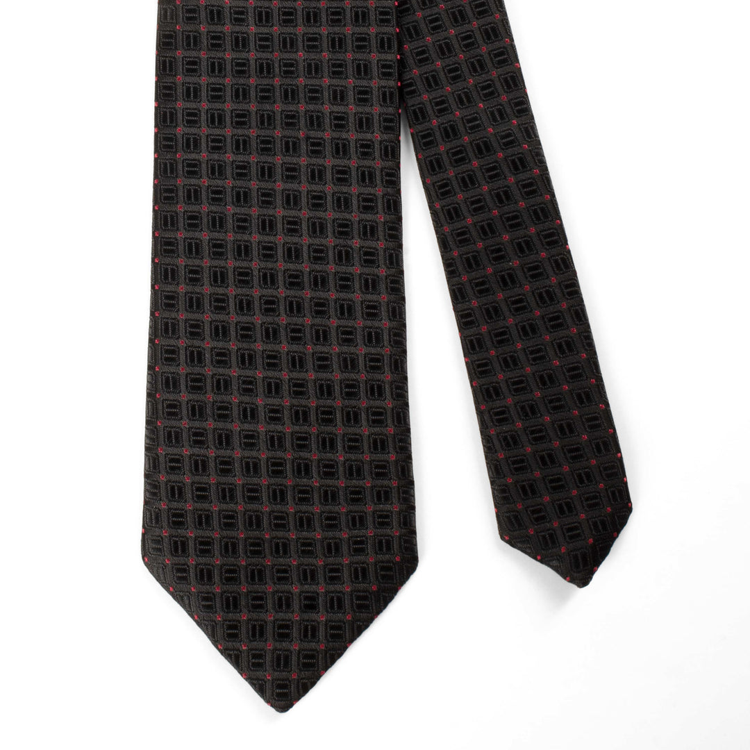 Classic Line Pattern Black Satin Tie