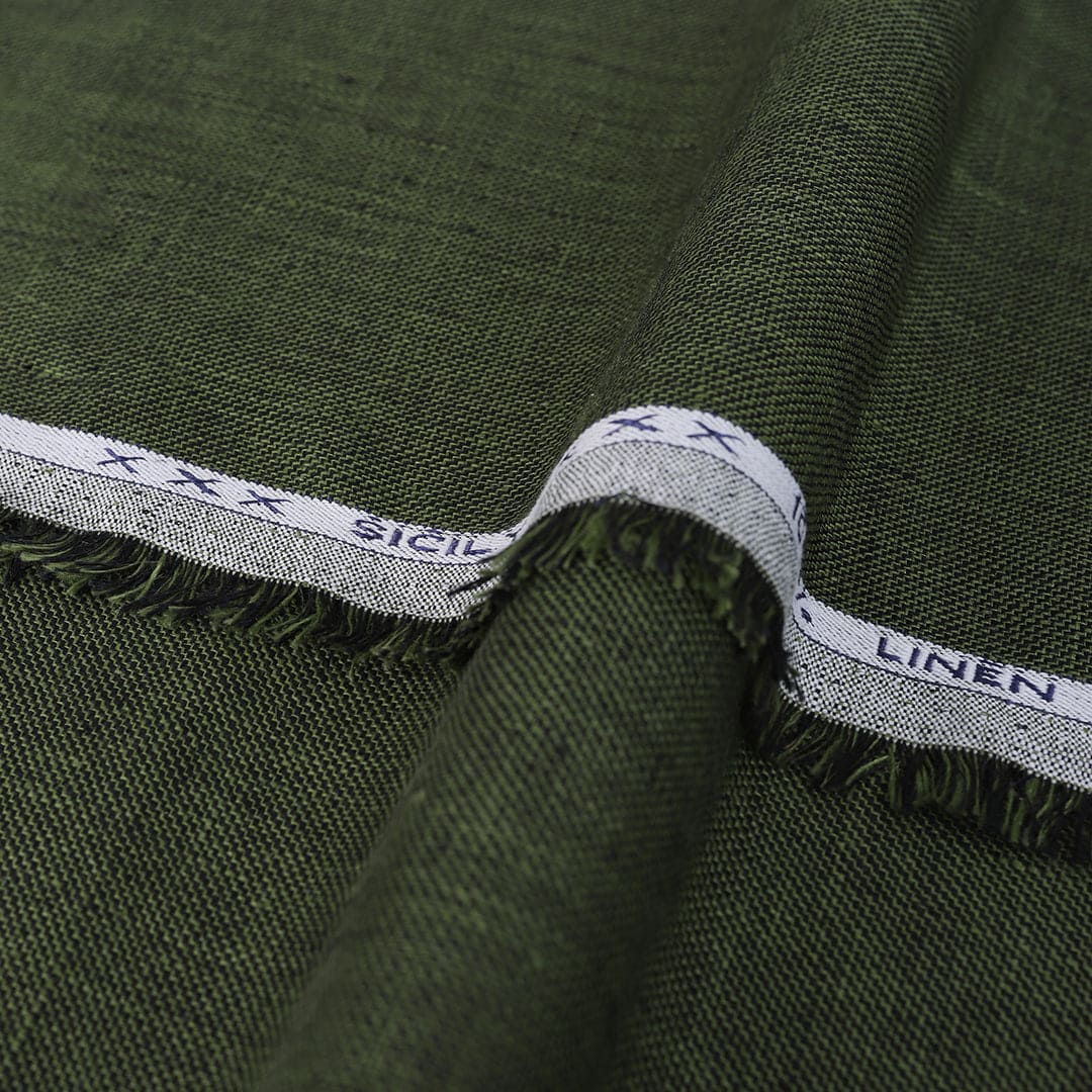 Linen Dark Green Textured Fabric