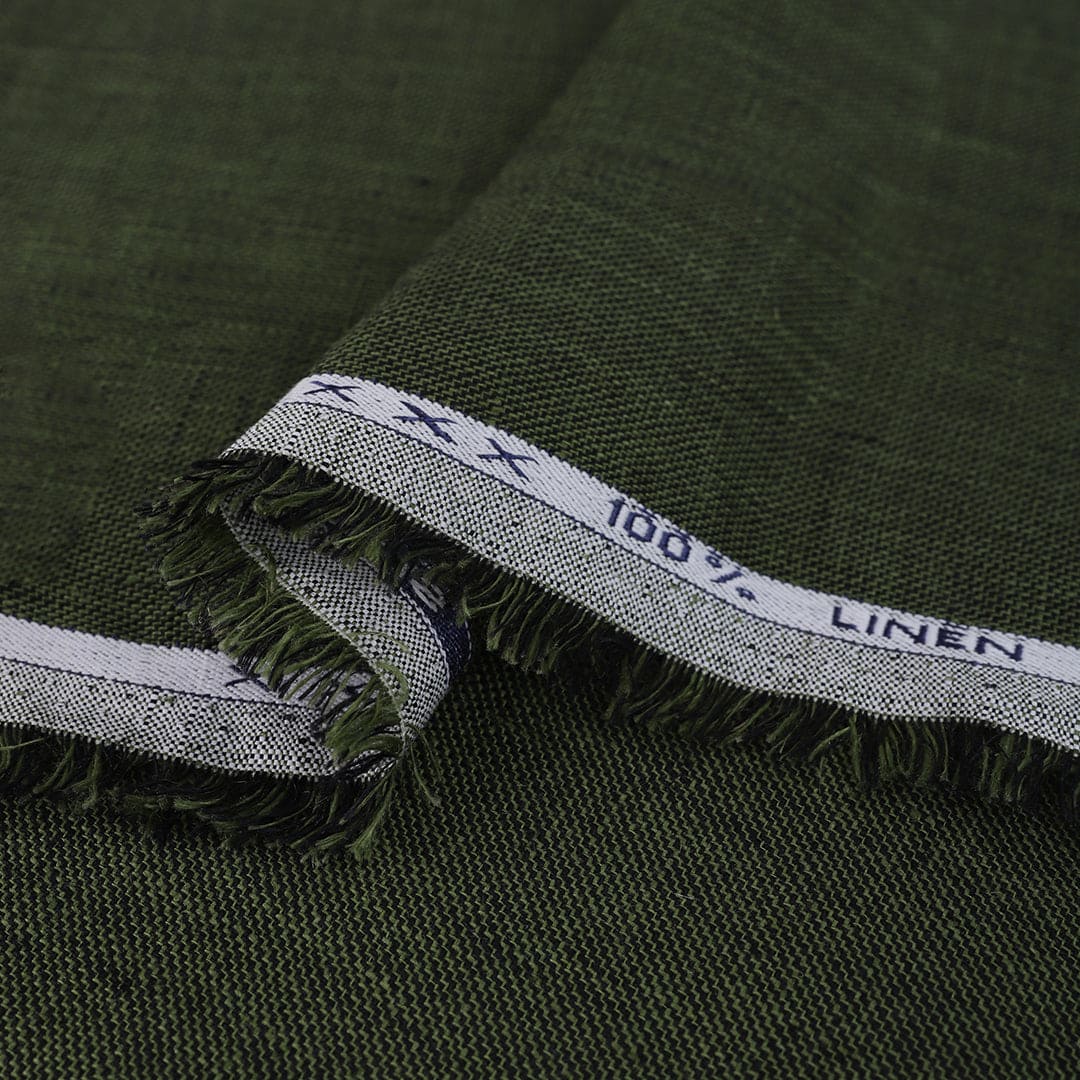 Linen Dark Green Textured Fabric