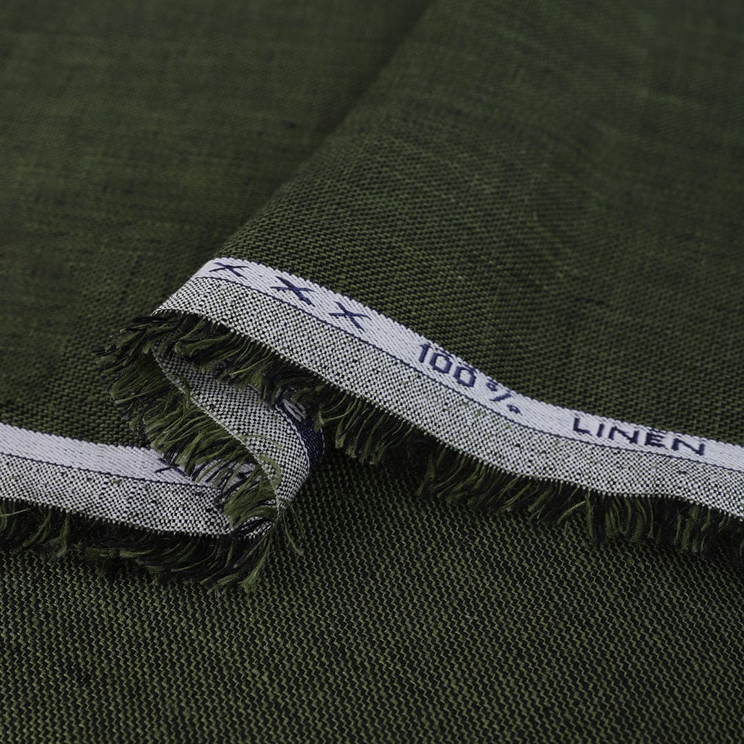 Linen Dark Green Textured