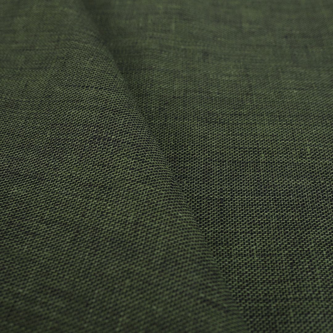 Linen Dark Green Textured Fabric
