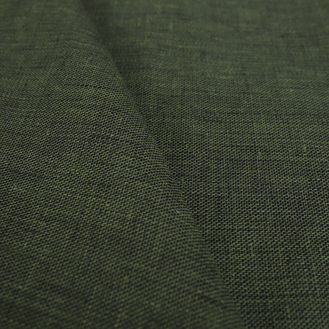 Linen Dark Green Textured