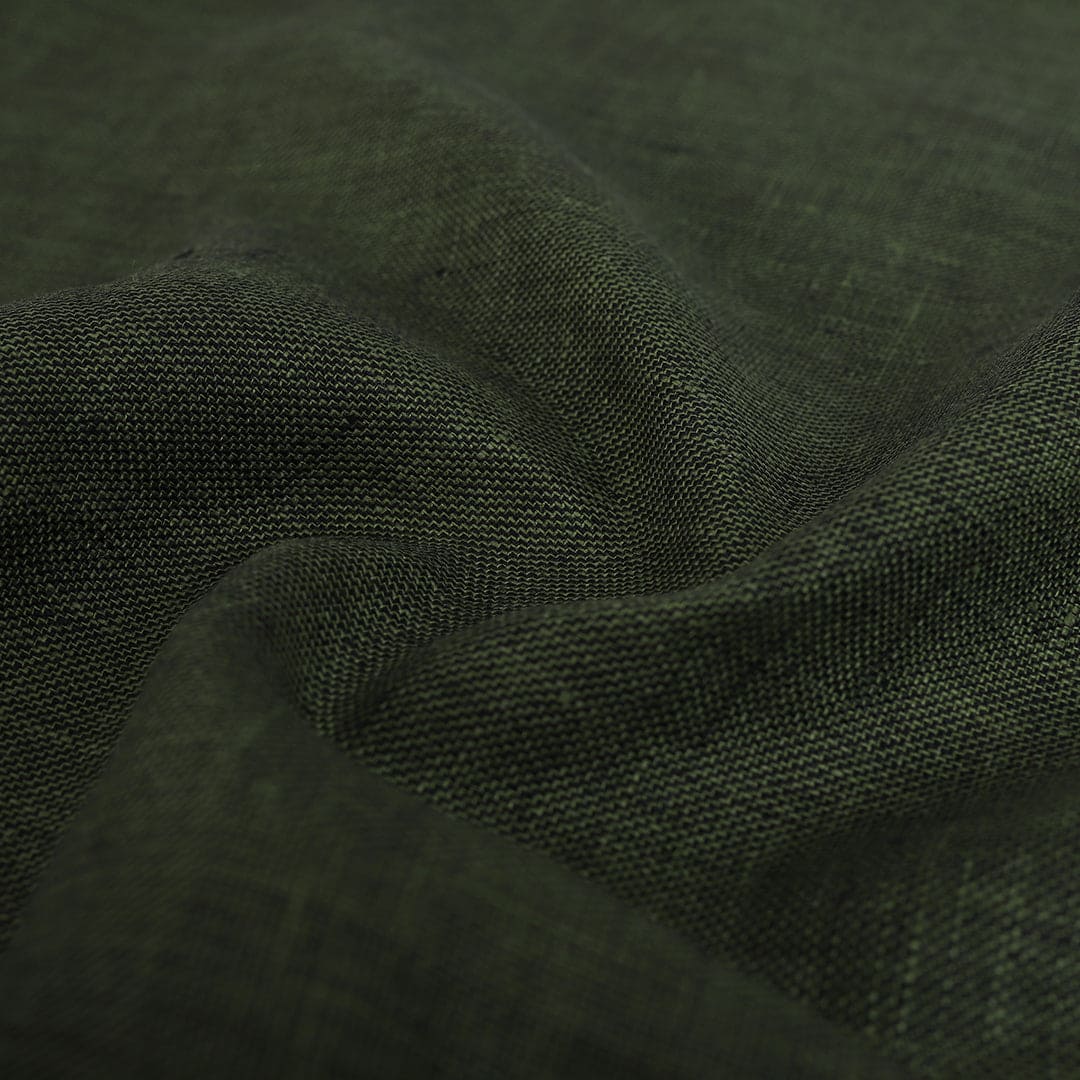 Linen Dark Green Textured Fabric