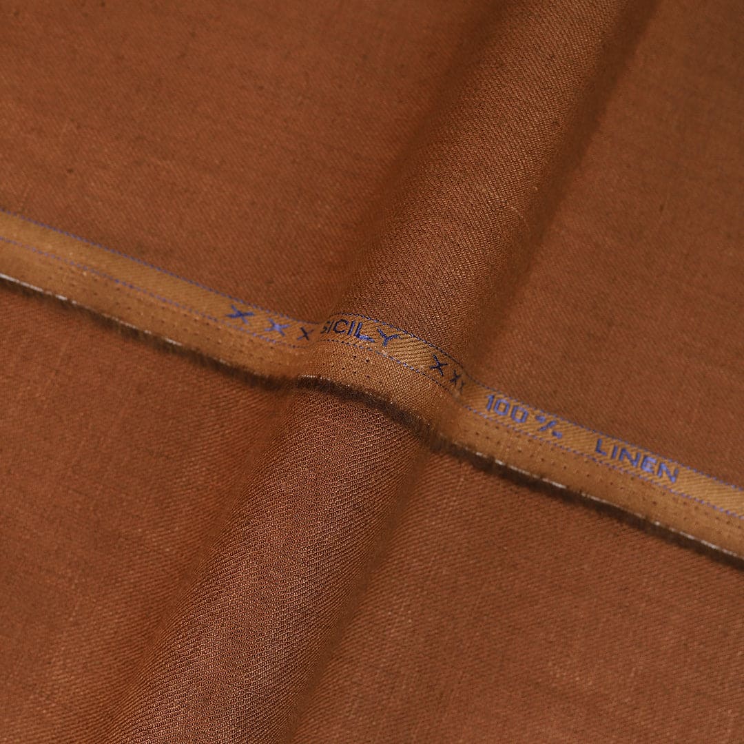 Linen Rust Brown Textured
