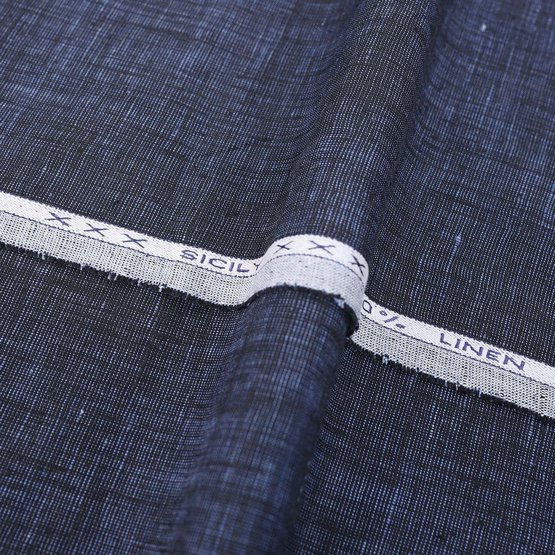 Linen Denim Blue Textured