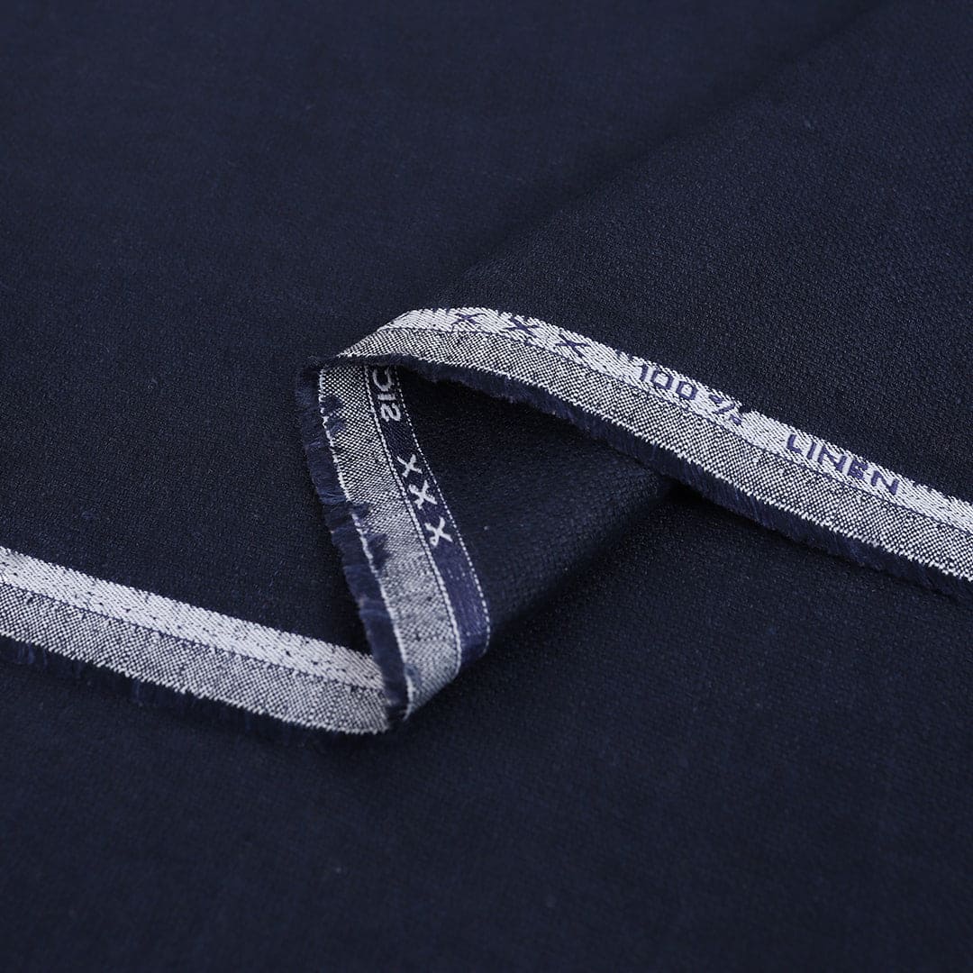 Linen Navy Blue Textured