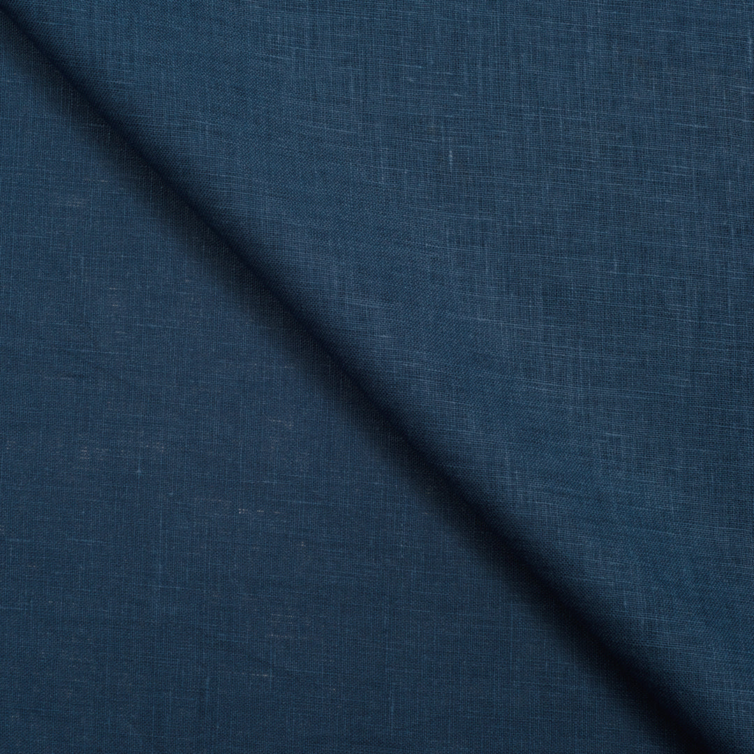 Self Textured Shirting Linen  Blue Fabric