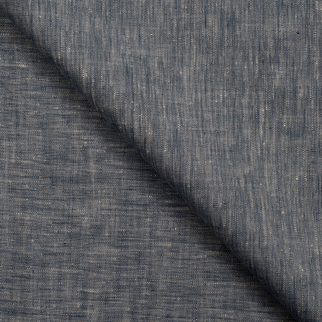 Self Textured Shirting Linen Denim Blue Fabric