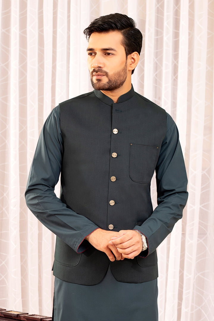 Andaaz Bottle Green Waistcoat