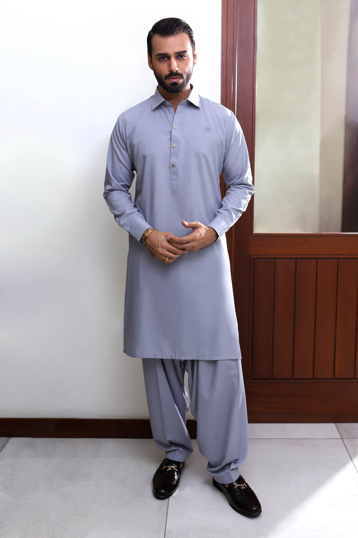 Shajar Grey Kameez Shalwar