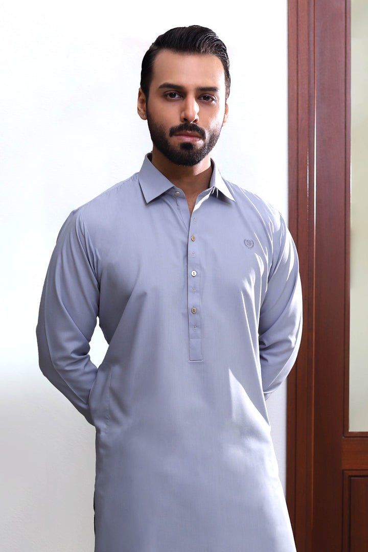 Shajar Grey Kameez Shalwar