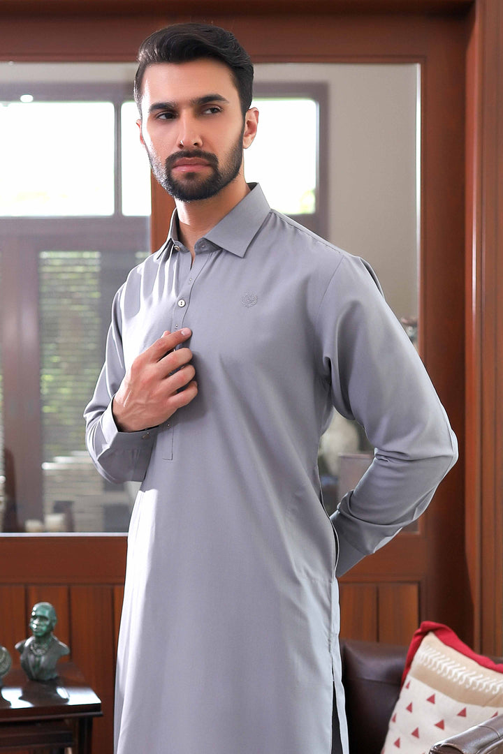 Shajar Dark Grey Kameez Shalwar