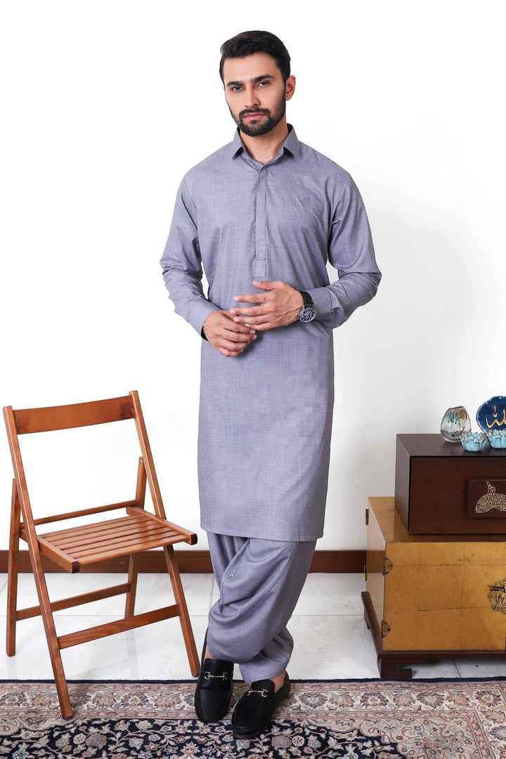 Bashar Dark Grey Kameez Shalwar