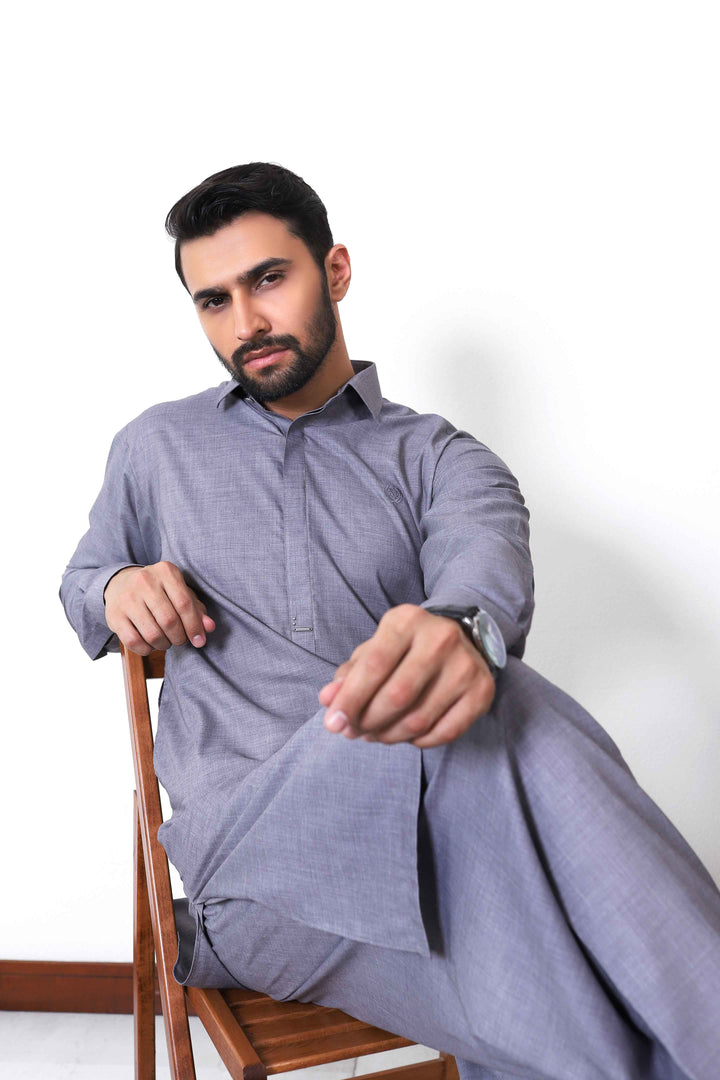 Bashar Dark Grey Kameez Shalwar