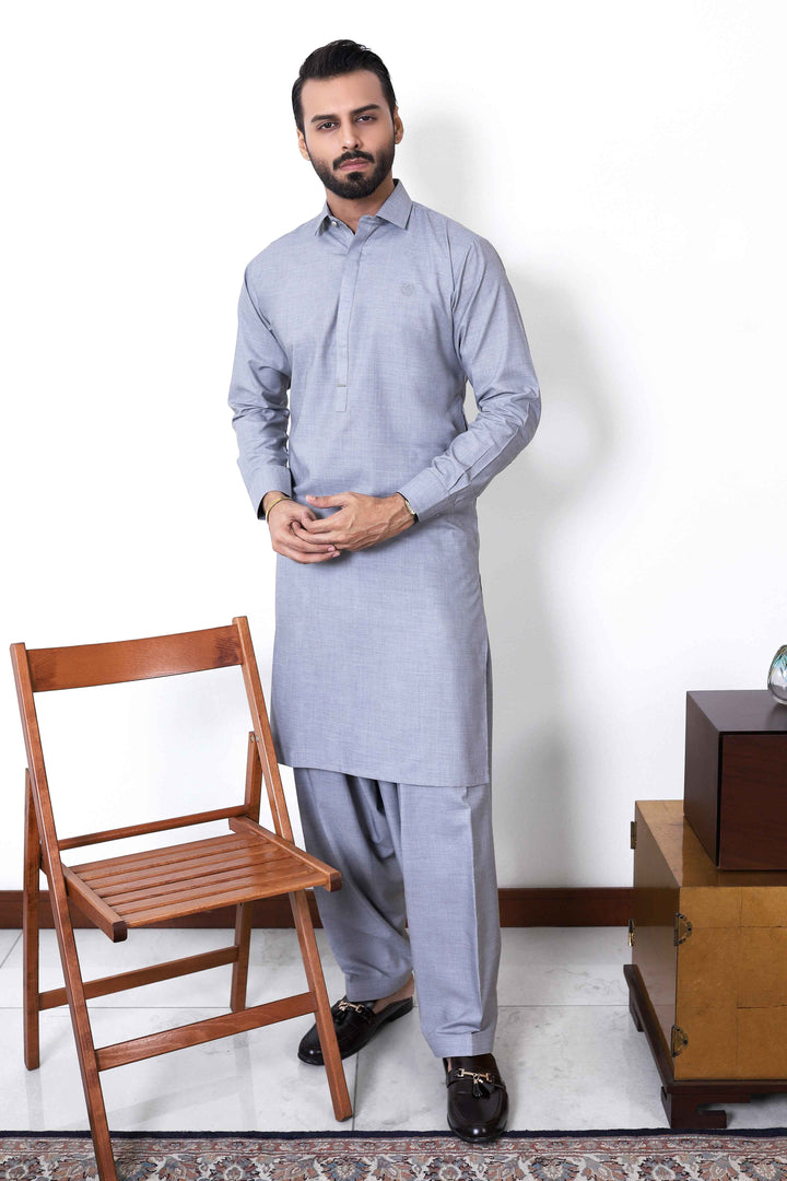Bashar Grey Kameez Shalwar