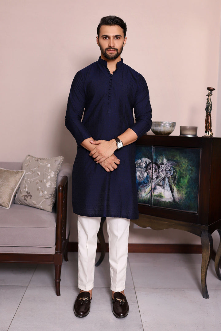 Festive Navy Blue Kurta