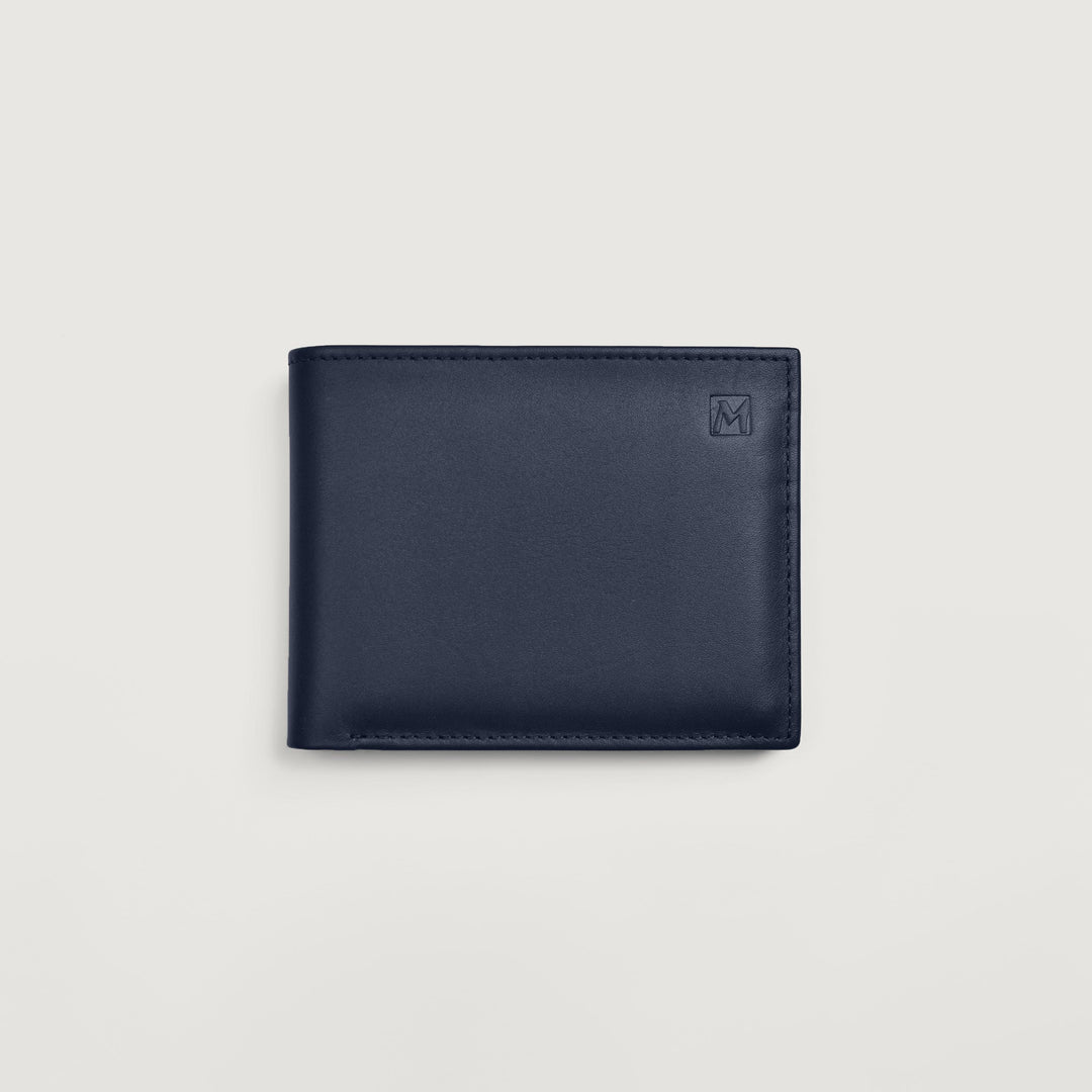Navy Blue Inner Flap Bifold Leather Wallet