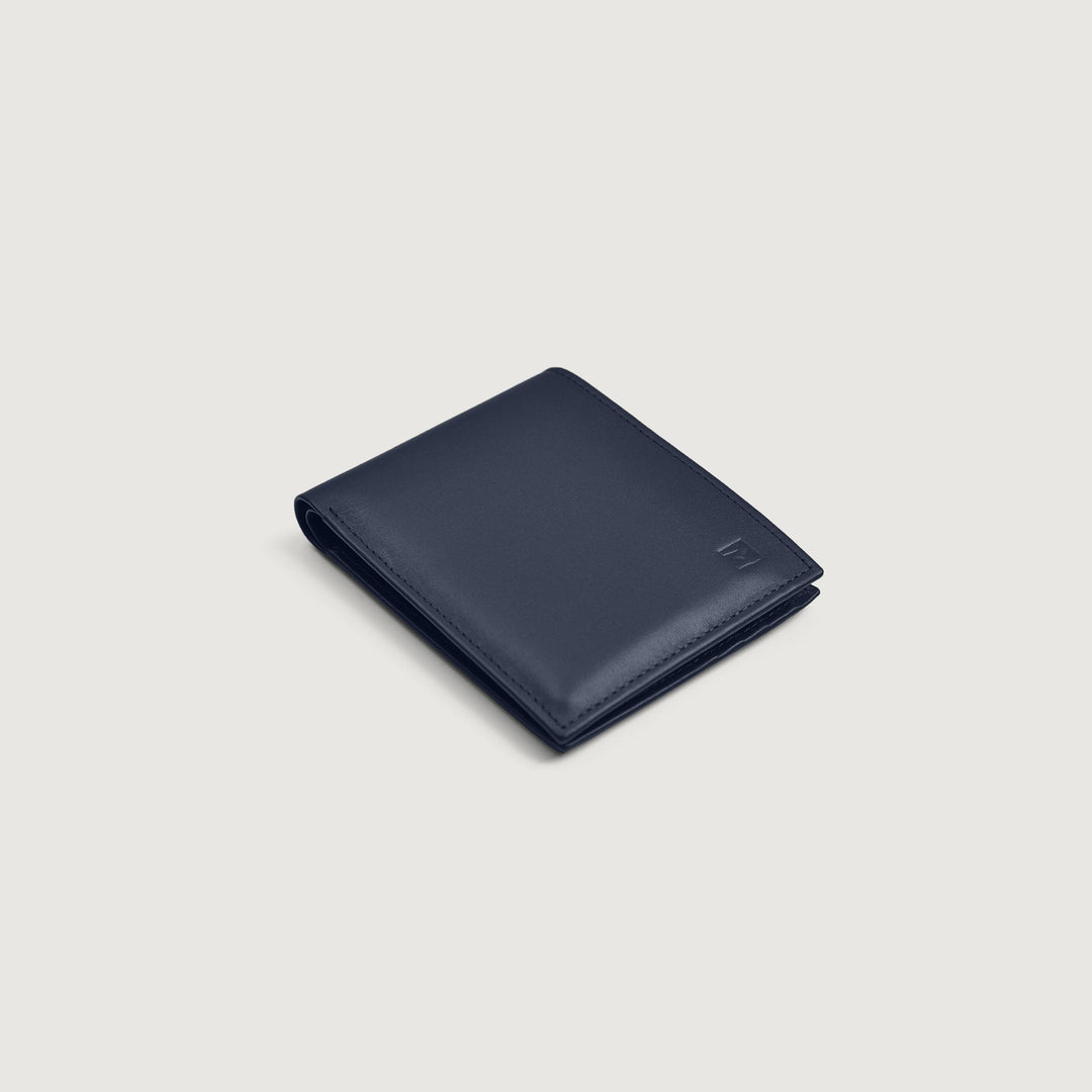 Navy Blue Inner Flap Bifold Leather Wallet