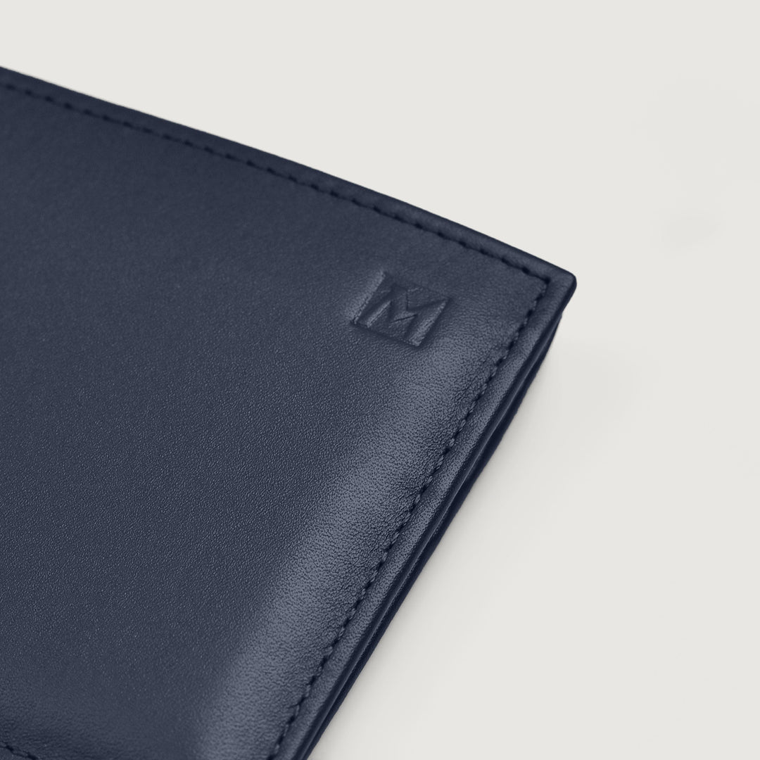 Navy Blue Inner Flap Bifold Leather Wallet
