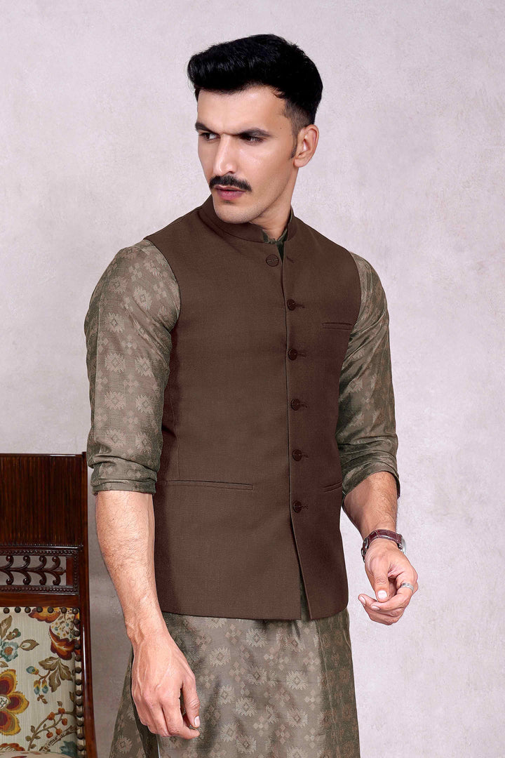 Justuju Choco Brown Waistcoat