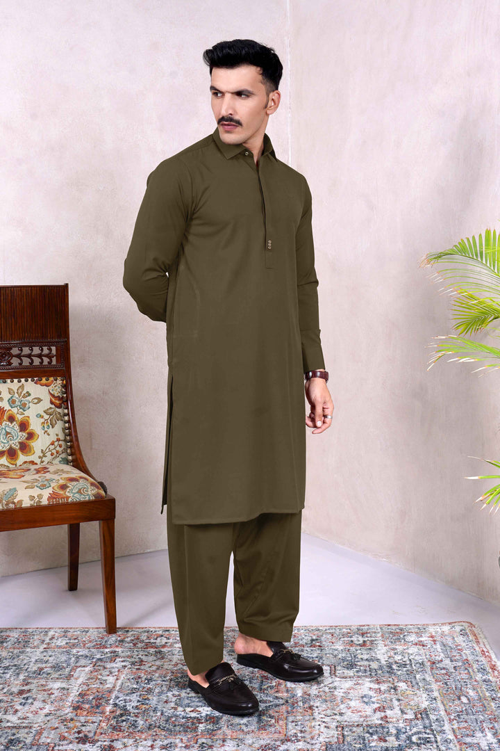 Sard-Daar Olive Kameez Shalwar