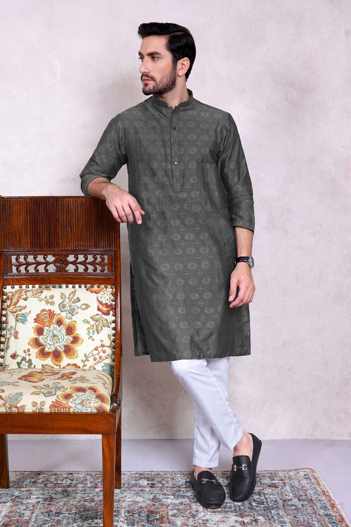 Tribal Jamawar Gray Kurta