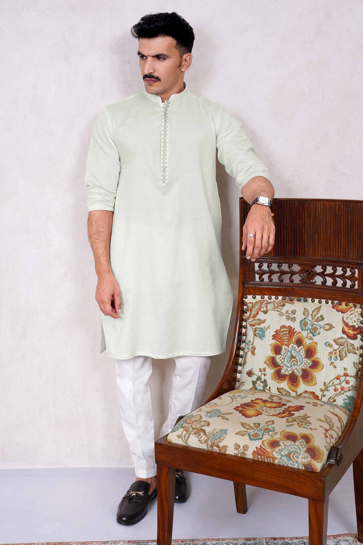 Embroidered Cream Kurta