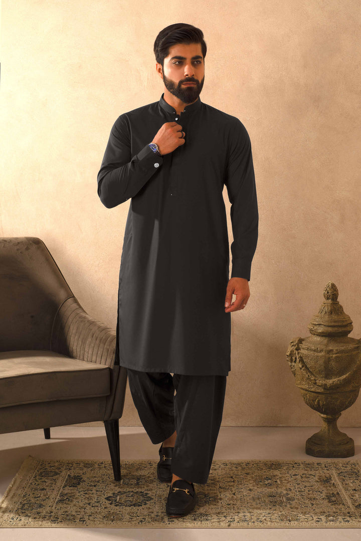 Zarf - Charcoal Blended Kameez Shalwar