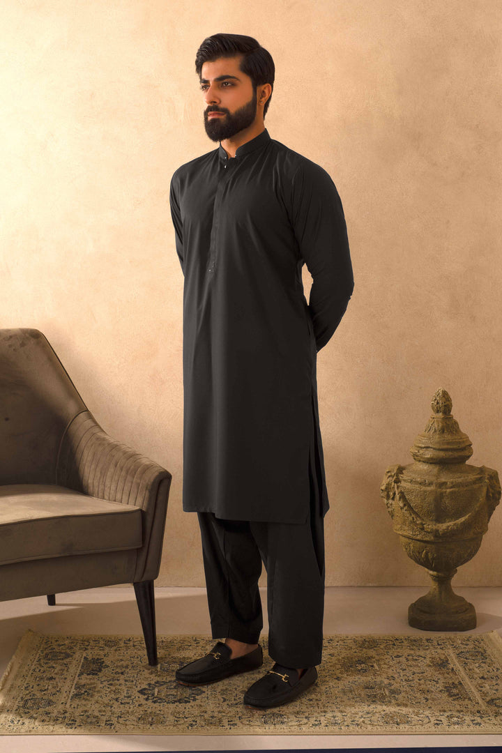 Zarf - Charcoal Blended Kameez Shalwar