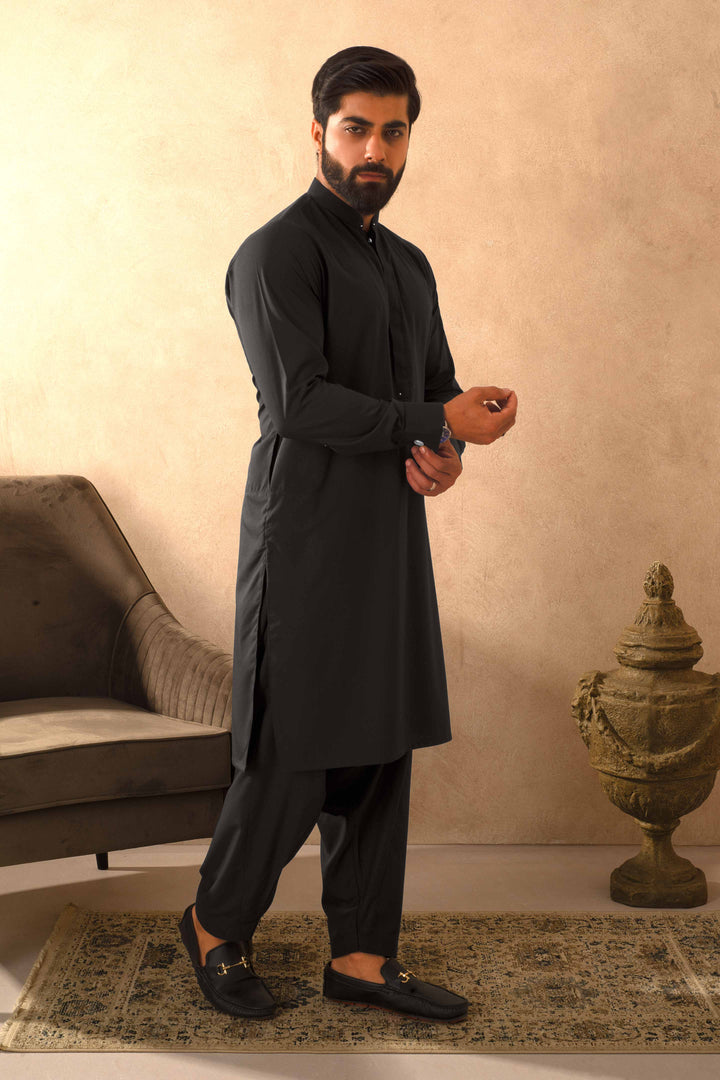 Zarf - Charcoal Blended Kameez Shalwar
