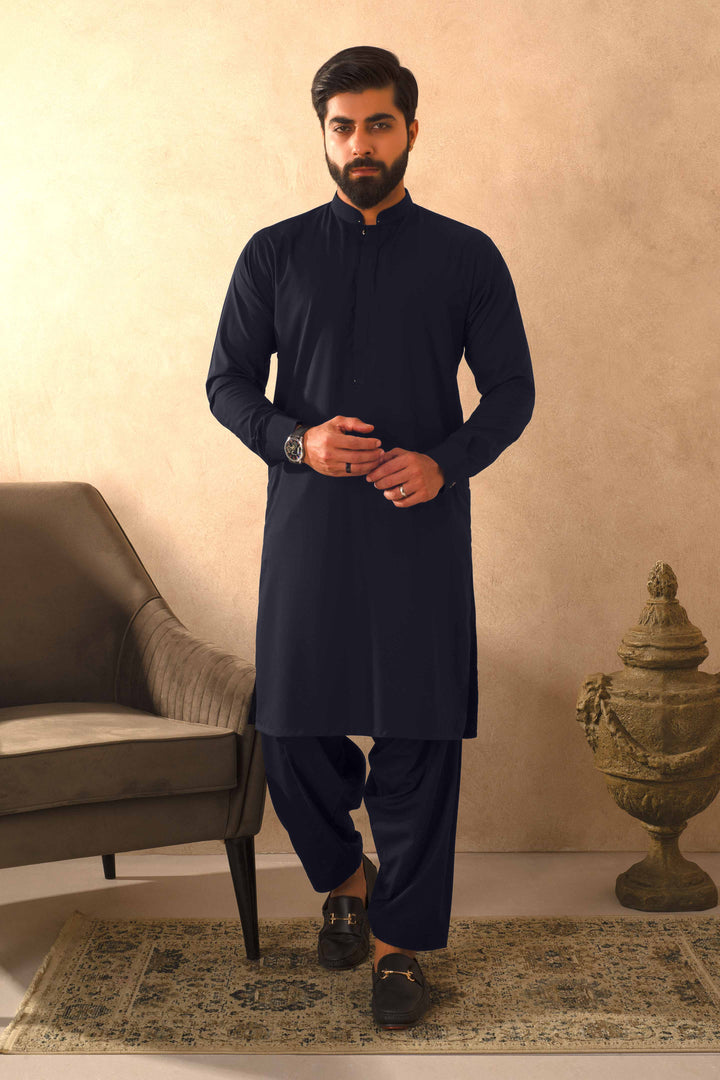 Zarf - Persian Blue Blended Kameez Shalwar