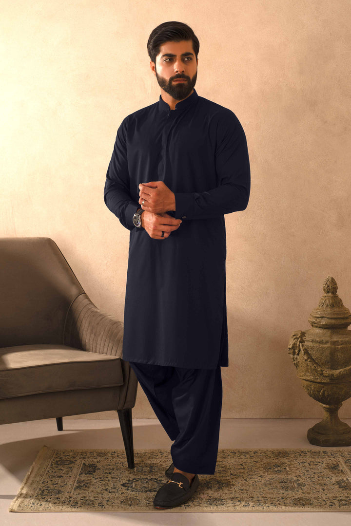 Zarf - Persian Blue Blended Kameez Shalwar