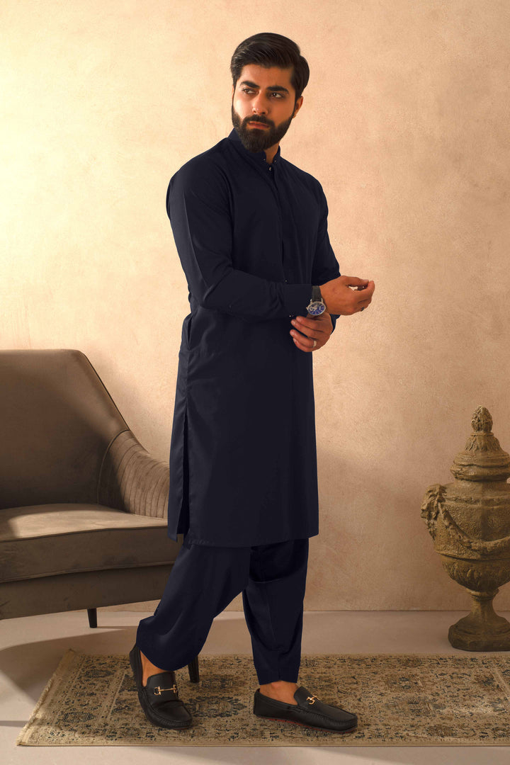Zarf - Persian Blue Blended Kameez Shalwar